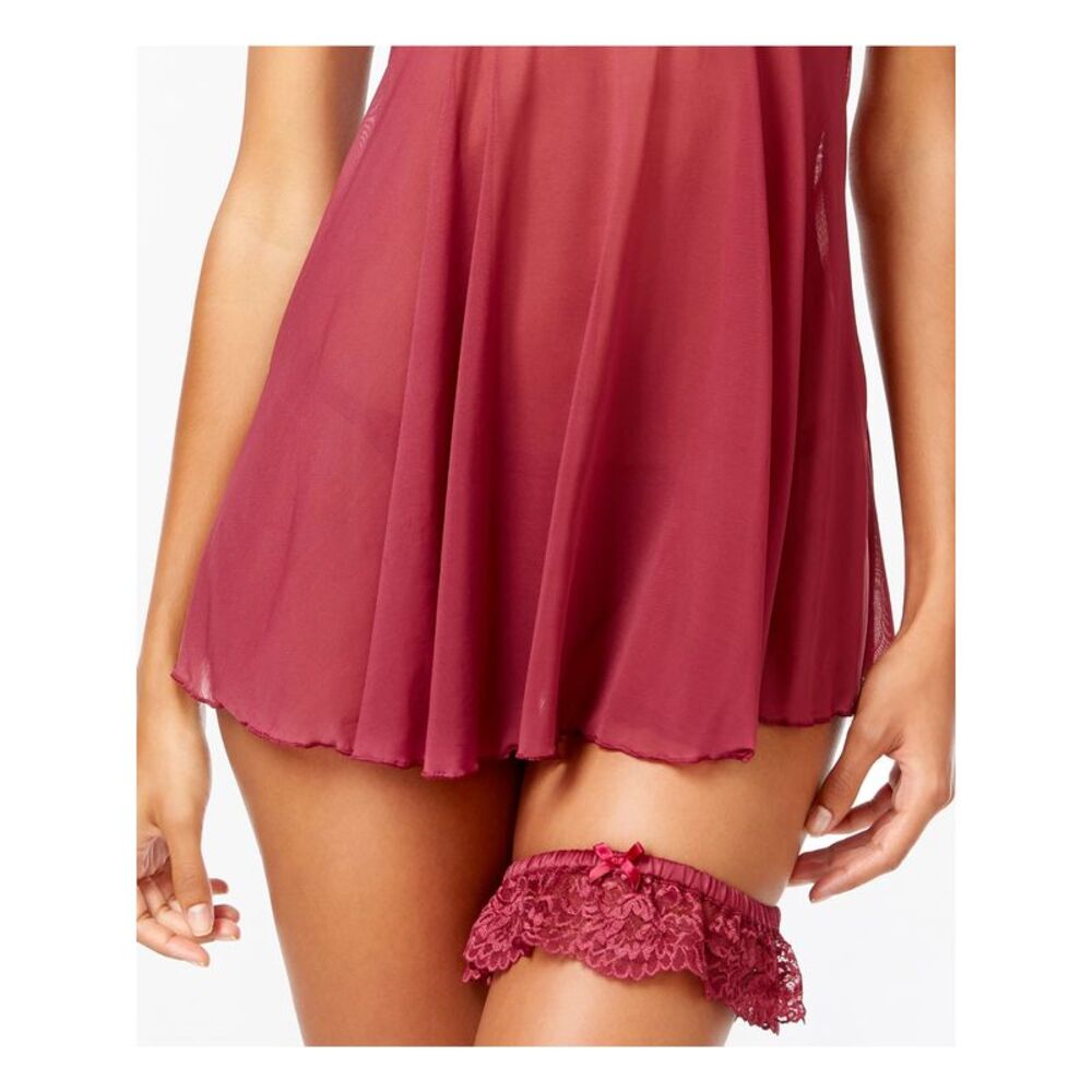 MAIDENFORM Intimates Burgundy lace ruffle Bow Accent Romantic ONE SIZE